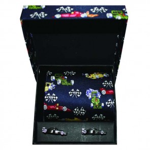 Racing Cars Cufflink And Tie Gift Box by Sax Design