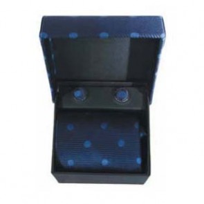 Blue Spot Cufflinks And Tie Gift Box by Sax Design