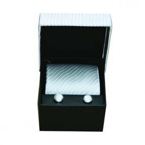 White Cufflinks And Tie Gift Box by Sax Design
