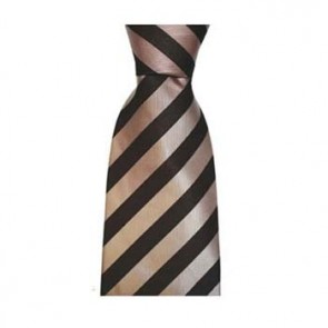 Salmon Pink And Aubergine0 Solid Stripe Tie by Sax Design