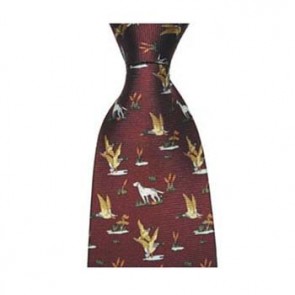 Wine Duck And Gun Dog Tie by Sax Design