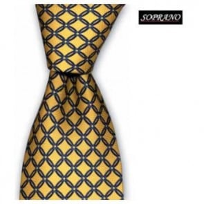 Yellow And Blue Chain Link Tie by Sax Design