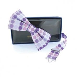 Pink And Purple Spot Pre Tied Bow Tie by Sax Design