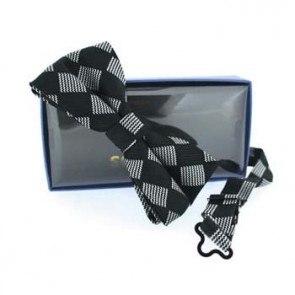 Black Check Diamond Pre Tied Bow Tie by Sax Design
