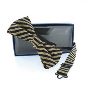 Black And Yellow Stripe Pre Tied Bow Tie by Sax Design