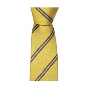 Yellow And Burgundy Thin Stripe Tie by Sax Design