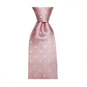 Pink And Cream Medium Polka Dot Tie by Sax Design