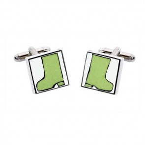 Green Wellies Square Cufflinks by Sonia Spencer