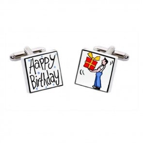 Happy Birthday Man Cufflinks by Sonia Spencer