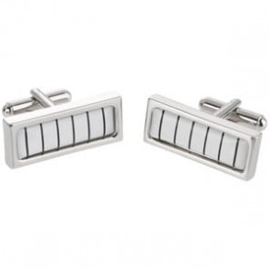 Thin Stripe Long White Cufflinks by Sonia Spencer