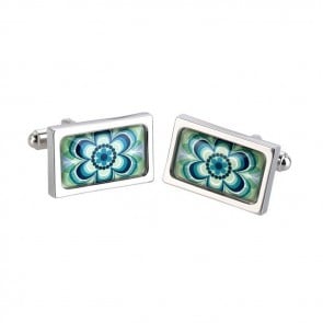 Green Flower Cufflinks by Sonia Spencer