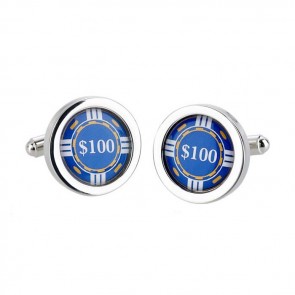 Blue Poker Chip Cufflinks by Sonia Spencer