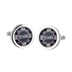 Black Poker Chip Cufflinks by Sonia Spencer