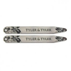 Satin Silver Finish Green Vine Collar Stiffeners by Tyler and Tyler