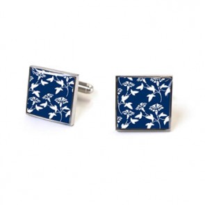 Victorian Wallpaper Jasper Navy Cufflinks by Tyler and Tyler