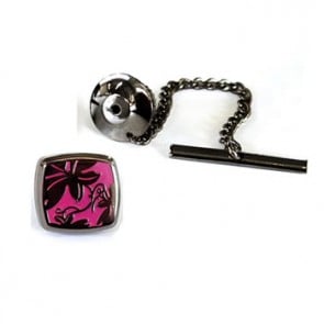 Vine Bright Pink - Black Metal Finish Tie Pins by Tyler and Tyler
