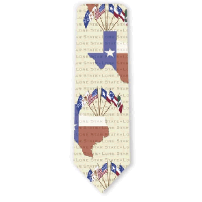 6 Flags Of Texas Lone Star State Necktie by Ralph Marlin & Company Inc