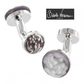 Purple Cameo Flower Cufflinks by Babette Wasserman