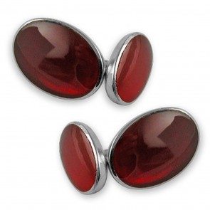 Sterling Sterling Silver Cornelian Oval Cufflinks