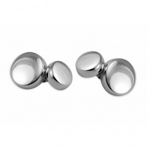 Sterling Silver Plain Round Small Chain Cufflinks