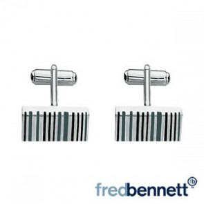 Green Black Enamel Striped Cufflinks by Gecko