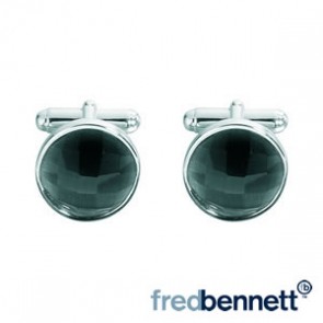 Black Faceted Glass Cats Eye Cufflinks by Gecko