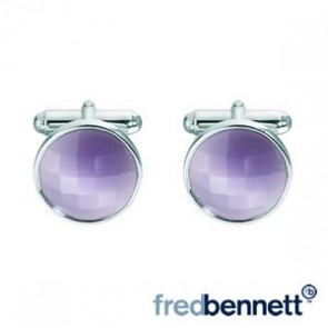 Purple Faceted Glass Cats Eye Cufflinks by Gecko