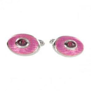 Silver Pink Rhodolite Cufflinks by Fine Enamels