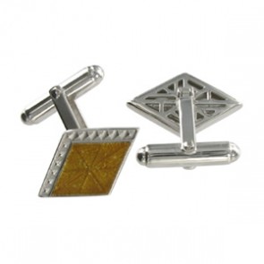 Silver Gold Diamond Cufflinks by Fine Enamels