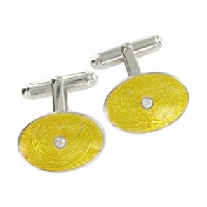 Silver Gold Diamond Maelstrom Cufflinks by Fine Enamels