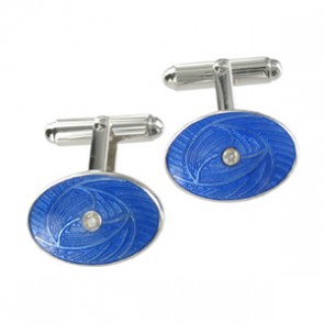 Silver Blue Diamond Maelstrom Cufflinks by Fine Enamels