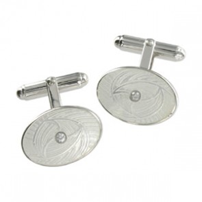 Silver White Diamond Maelstrom Cufflinks by Fine Enamels