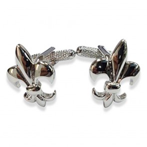 Fleur De Lis - Rhodium Cufflinks by Onyx-Art London