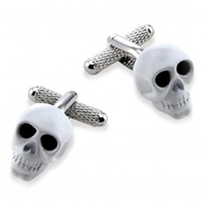 Skull White With Black Crystal Eyes Cufflinks by Onyx-Art London