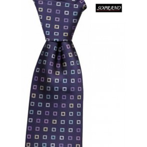 Woven Silk Navy Multi Colour Squares Tie by Sax Design