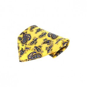 Mustard Gold with Large Paisley Silk Pocket Square by Sax Design