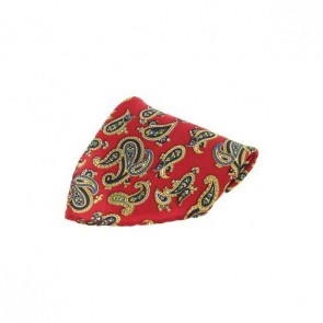 Large Red Paisley Silk Pocket Square by Sax Design