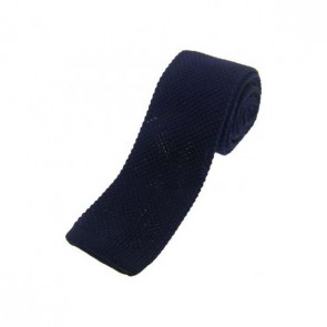 Navy Knitted Polyester Tie by Sax Design