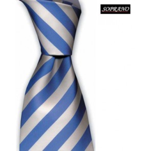 Schoolboy Sky White Striped Tie by Sax Design