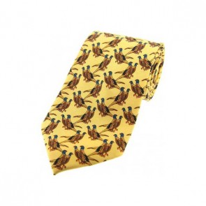 Country Birds On Yellow Country Silk Tie by Sax Design