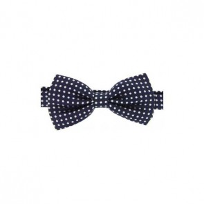 White Polka Dot on a Navy Woven Silk Bow Tie by Sax Design