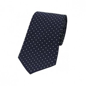White Pin Dot on Blue Polyester Tie by Sax Design