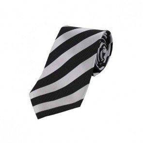Grey and Black Striped Silk Tie by Sax Design