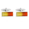 Rectangular Yellow And Red Cufflinks by Dalaco