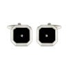 Black Small Clear Crystal Octagon Cufflinks by Dalaco