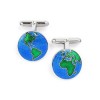 Sterling Silver Earth T-Bar Cufflinks by Fine Enamels