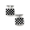 Sterling Silver White/Black Rectangular Check T-Bar Cufflinks by Fine Enamels