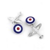 Sterling Silver Red-White-Blue Spitfire Plane Chain Link Cufflinks by Fine Enamels