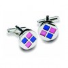 Round Purple And Pink Squares Cufflinks by Onyx-Art London