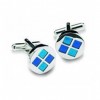 Round Blue Squares Cufflinks by Onyx-Art London